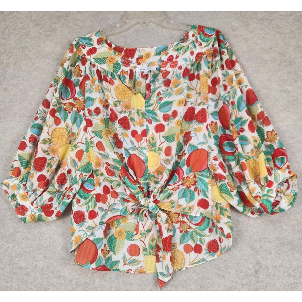 Rose + Olive Women's Multi-Colored Blouse Size S or M Boho Colquette Retro